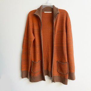 THAKOON Tweed Knit Zip Front Cardigan Size L